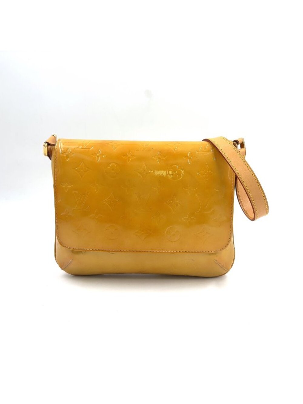 Louis Vuitton Vernis Monogram Jaune Leather Patent Yellow Shoulder Bag Gold